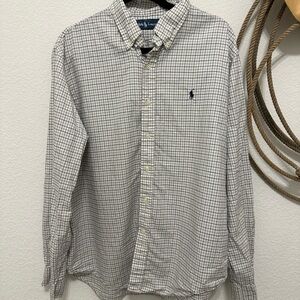 Ralph Lauren Men's Plaid Shirt - White and Navy